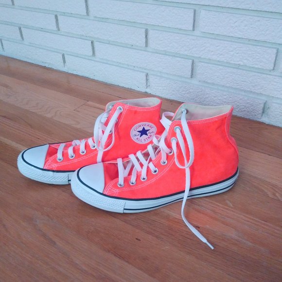 neon orange converse high tops